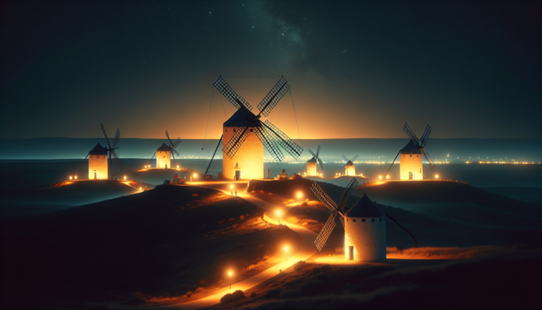 Paseo Nocturno por los Molinos Iluminados de Campo de Criptana: Una Aventura Luminiscente