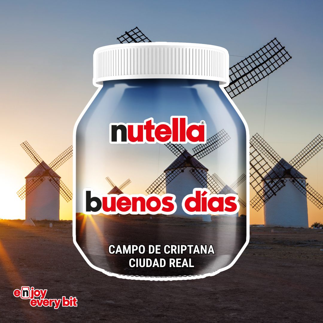 Nutella elige Campo de Criptana como imagen del amanecer manchego en su nueva edición limitada